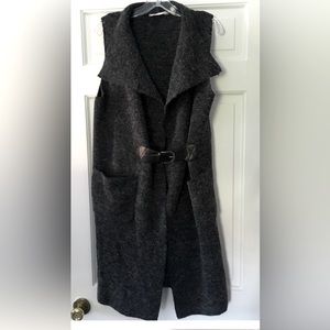 Soft Surroundings Buckle Sweater Vest Gray L Large